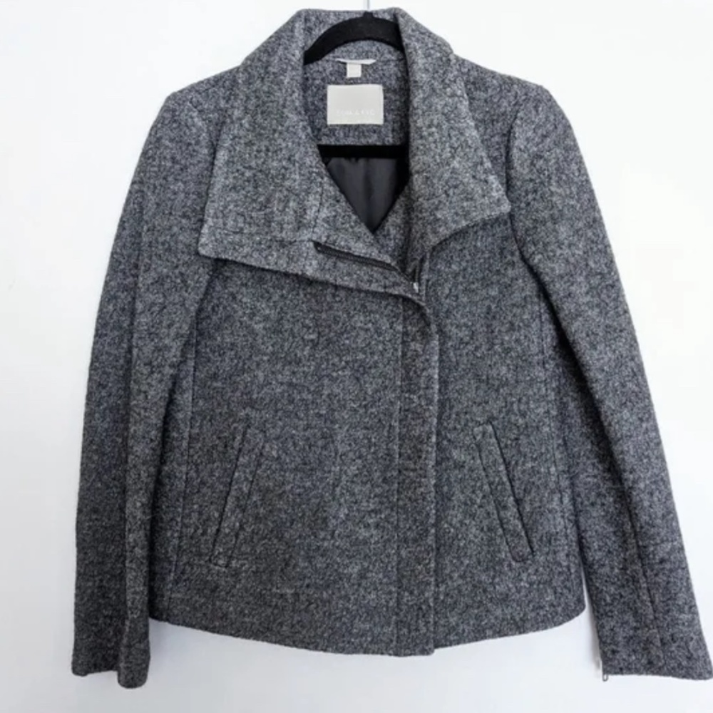 NWOT Soia & Kyo Wool Moto Asymmetrical Zip Jacket Coat Grey XS